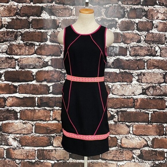 Tinley Road Midi Dress Sleeveless Black Pink Trim Sheath Size Small S - Picture 5 of 15